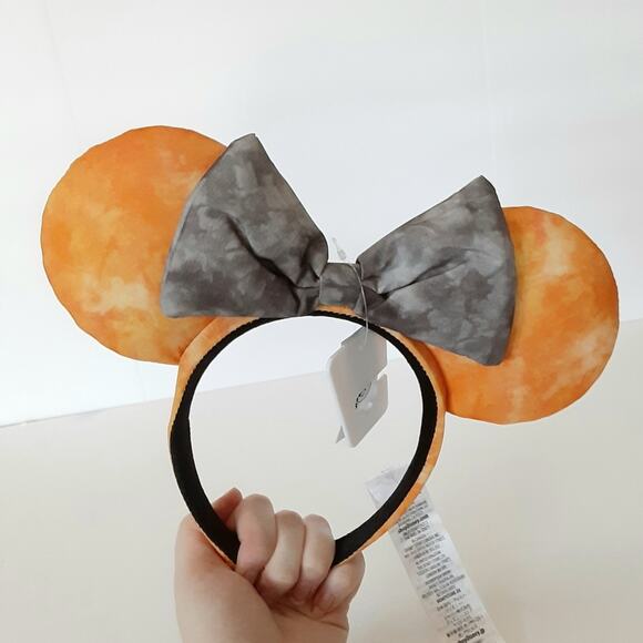Disney Parks Halloween Pumpkin Orange Tie Dye Minnie Mouse Ear Headband Gray NWT - Picture 6 of 9